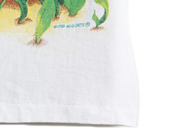 デッドストック 90s ★ WILD ORTS アニマル オールオーバー プリント Tシャツ メンズ XL / 白 イラスト アート 動物 花 シングルステッチ