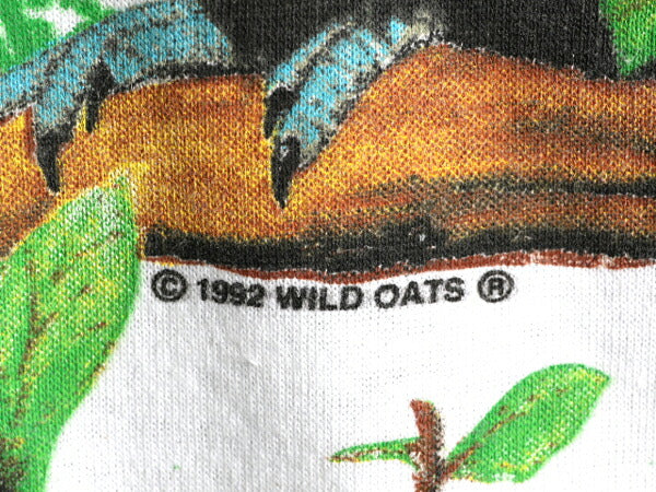 デッドストック 90s ★ WILD ORTS アニマル オールオーバー プリント Tシャツ メンズ XL / イラスト アート 動物 花 シングルステッチ 白