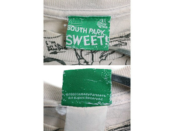 00s ★ サウスパーク キャラクター オールオーバー プリント Tシャツ メンズ L 程/ オールド SOUTH PARK アニメ 総柄 オフィシャル 当時物