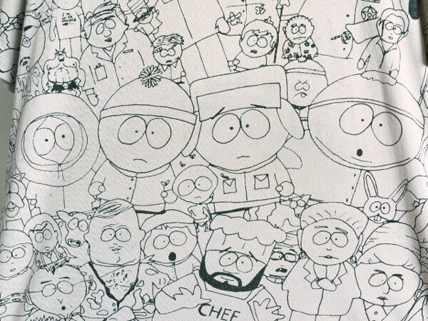 00s ★ サウスパーク キャラクター オールオーバー プリント Tシャツ メンズ L 程/ オールド SOUTH PARK アニメ 総柄 オフィシャル 当時物