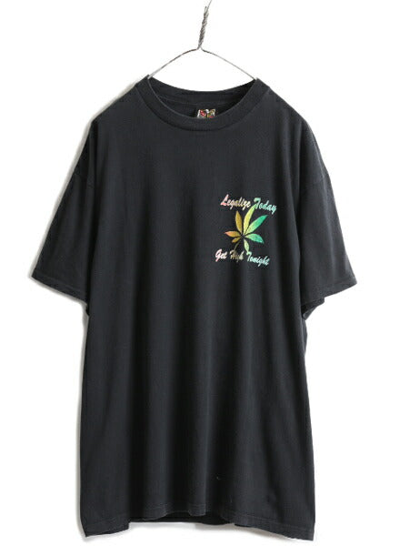 90s USA製 ★ マリファナ 両面 プリント Tシャツ メンズ XL / 90年代 オールド 大麻 ガンジャ ヘビーウェイト メッセージ シングルステッチ