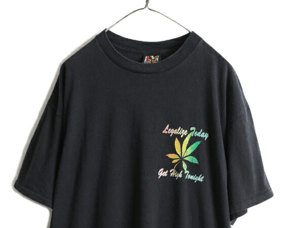 90s USA製 ★ マリファナ 両面 プリント Tシャツ メンズ XL / 90年代 オールド 大麻 ガンジャ ヘビーウェイト メッセージ シングルステッチ