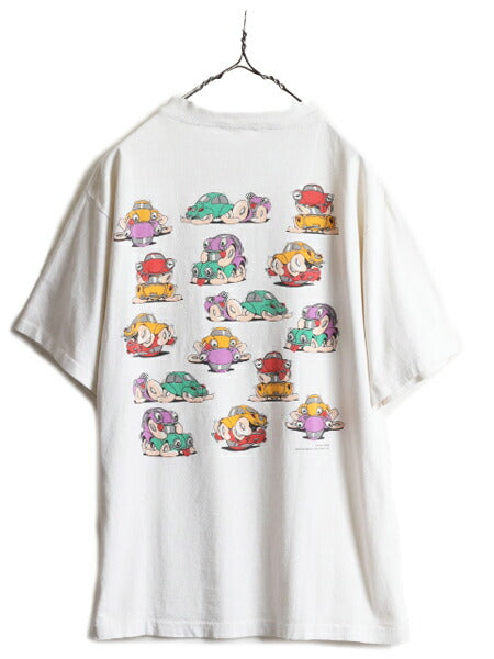 90s ★ ワーゲン 四十八手 イラスト 両面 プリント Tシャツ メンズ M 程/ 90年代 オールド キャラクター エロ SEX アート シングルステッチ