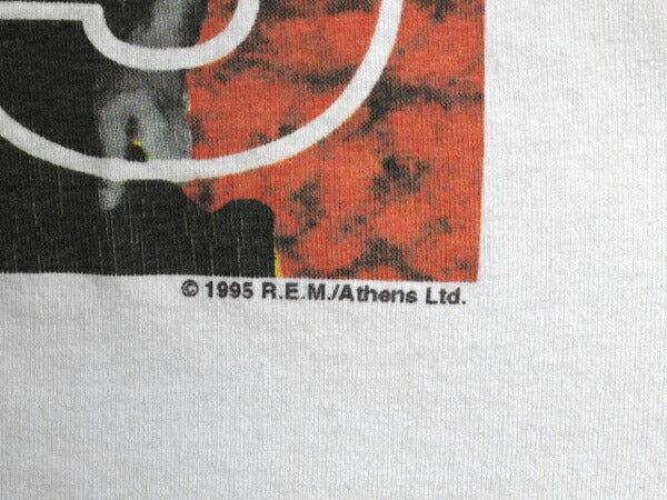 90s USA製 ★ R.E.M. 1995 ツアー プリント Tシャツ メンズ XL 古着 オフィシャル 当時物 バンド ロック フォト グラフィック NICE MAN 白