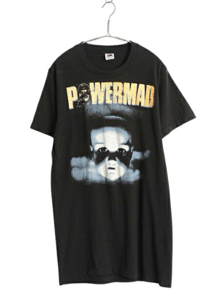 80s USA製 ★ POWERMAD イラスト プリント Tシャツ メンズ L 古着 ヴィンテージ 当時物 バンド スラッシュ メタル ロック グラフィック 黒