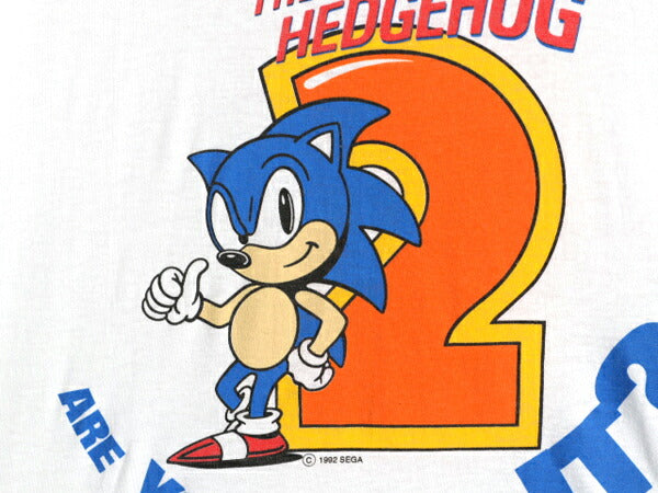 90s ★ SEGA オフィシャル ソニック キャラクター イラスト プリント Tシャツ メンズ XL 小さめ L 古着 オールド 当時物 ゲーム アニメ 白