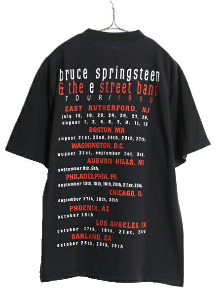 90s USA製 ★ ブルーススプリングスティーン ツアー イラスト プリント Tシャツ メンズ L オフィシャル 当時物 ロック バンド ALLSPORT 黒