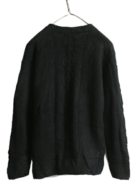 手編み 90s OLD GAP ケーブル ハンド ニット セーター レディース S / 90年代 オールド ギャップ ウール ハンドメイド フィッシャーマン 黒