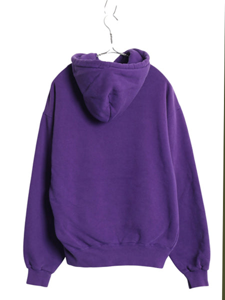 80s 90s USA製 エルエルビーン ラッセル 別注 ヘンリーネック スウェット フード パーカー メンズ M 古着 無地 トレーナー プルオーバー 紫