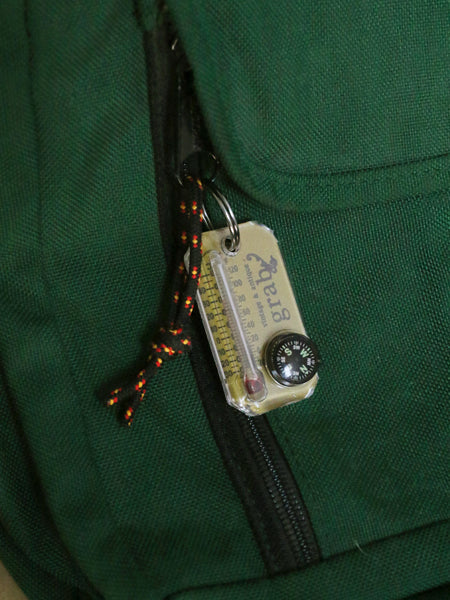 GRAB オリジナル SUN CO 別注 USA製 THERM-O-COMPASS / 新品 未使用 小物 温度計 方位磁針 ZIP-O-GAGE キーホルダー コンパス アウトドア