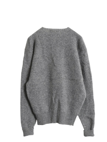 90s ポロ ラルフローレン ニット セーター メンズ M オールド ラム ウール ワンポイント シンプル きれいめ カジュアル 長袖ニット グレー