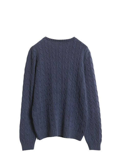 ラルフローレン コットン ケーブル ニット セーター レディース XL 程 ポロ 長袖ニット ワンポイント クルーネック 大きいサイズ きれいめ