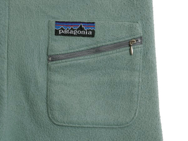 80s デカタグ パタゴニア フリース パンツ メンズ M 旧タグ ヴィンテージ アウトドア ポケット付き イージー 無地 防寒 ボトムス グリーン