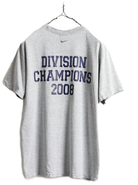 00s ボーイズ XL メンズ S 程■ ナイキ センター スウッシュ 3段 プリント 半袖 Tシャツ/ 古着 00年代 オールド NIKE 霜降り グレー 杢灰