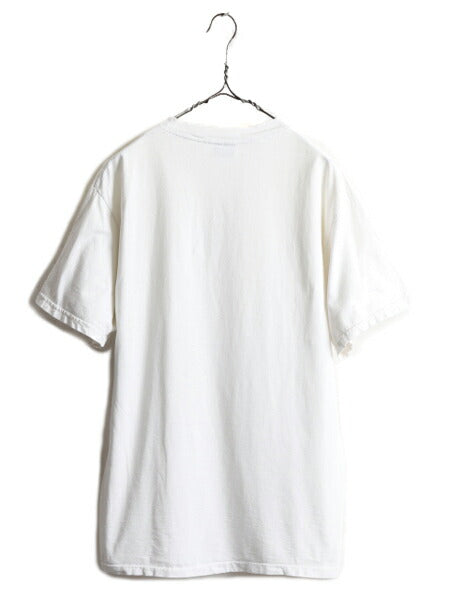 90s ■ だまし絵 工具 アート イラスト プリント 半袖 Tシャツ ( メンズ L ) 古着 90年代 オールド 当時物 メッセージ シングルステッチ 白