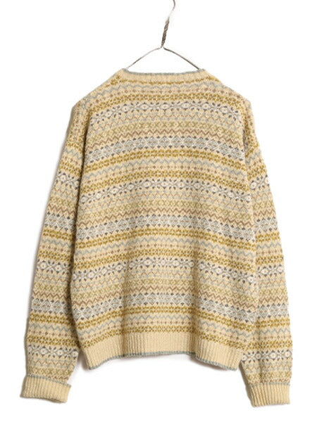 90s J CREW フェアアイル ニット セーター メンズ M / 古着 90年代 オールド ジェイクルー 巨人タグ ノルディック Vネック コットン リネン