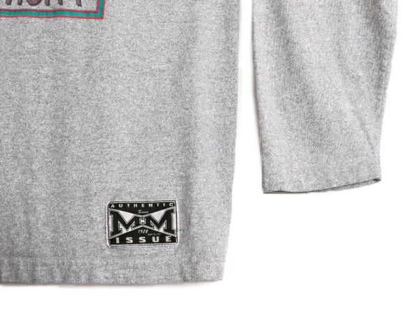 90s USA製 ディズニー オフィシャル ミッキー プリント フード付き 長袖 Tシャツ メンズ XL / 古着 90年代 キャラクター ロンT パーカー 灰