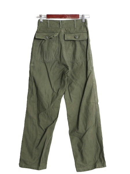 70s 71年製 US ARMY 米軍実物 コットン サテン ベイカー パンツ 28 31 70年代 ヴィンテージ ミリタリー ファティーグ ユーティリティ OG107