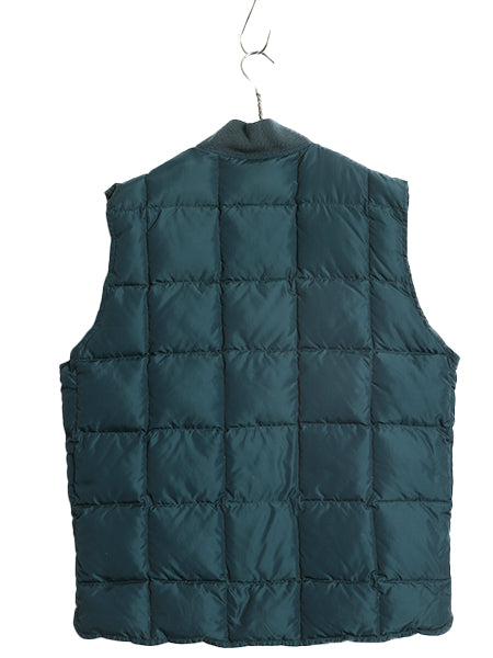 70s 80s ★ エディーバウアー ナイロン ダウン ベスト メンズ M 程 ヴィンテージ 黒タグ 重ね着 前開き フルジップ キルティング グリーン