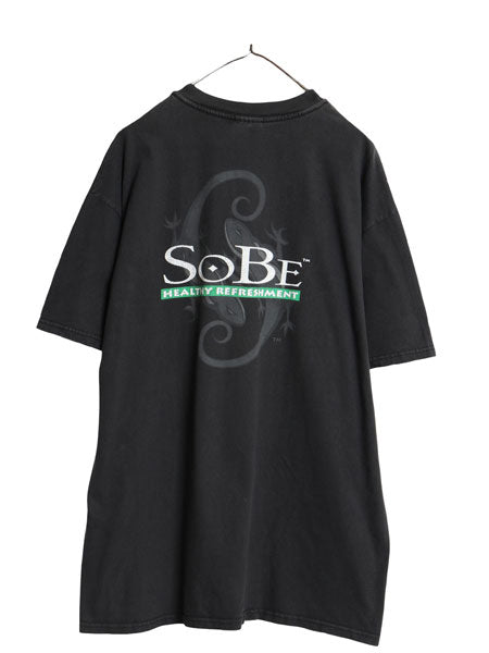 90s 企業 ソービー 両面 イラスト プリント 半袖 Tシャツ メンズ XL / 古着 オールド トカゲ グラフィック キャラクター 大きいサイズ 黒