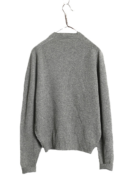 60s 70s ★ マックジョージ ラムウール ニット カーディガン メンズ M 程/ 古着 ヴィンテージ スコットランド製 サドルショルダー 無地 灰