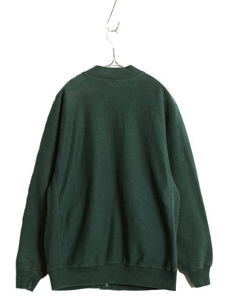 90s ★ チャンピオン リバースウィーブ スナップ カーディガン メンズ L 程 スウェット トレーナー 裏起毛 ポケット付き 前開き 目付き 緑