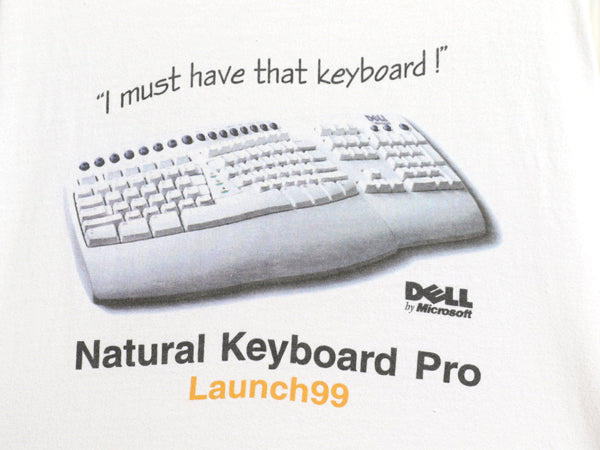 90s ★ DELL キーボード イラスト プリント 長袖 Tシャツ メンズ L オールド 企業物 当時物 マイクロソフト ロゴ コンピューター ロンT 白