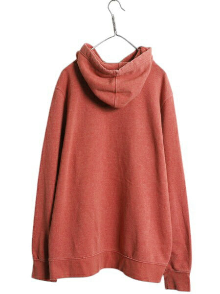 ノースフェイス プリント スウェット フード パーカー メンズ XL 古着 プルオーバー アウトドア 裏起毛 トレーナー 大きいサイズ レンガ色