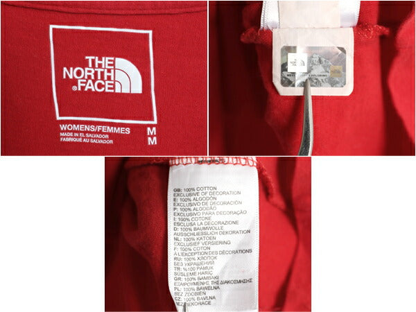 ノースフェイス プリント 長袖 Tシャツ レディース M / アウトドア ロンT ロングスリーブ カットソー 袖プリント ワンポイント シンプル 赤