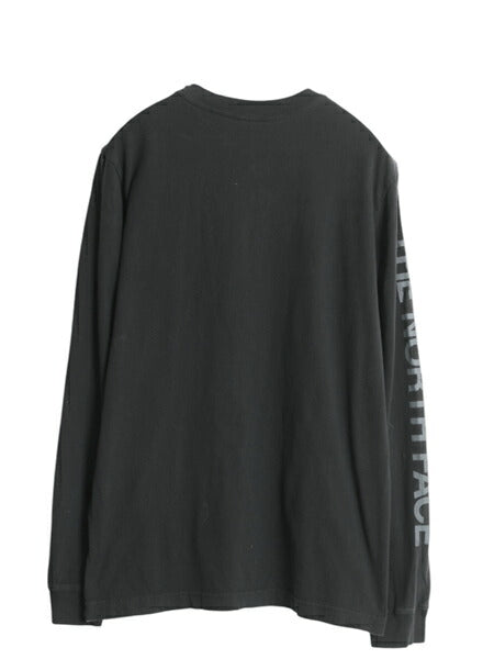 ノースフェイス プリント 長袖 Tシャツ メンズ S アウトドア ロンT ロングスリーブ カットソー 袖プリント ワンポイント シンプル ブラック