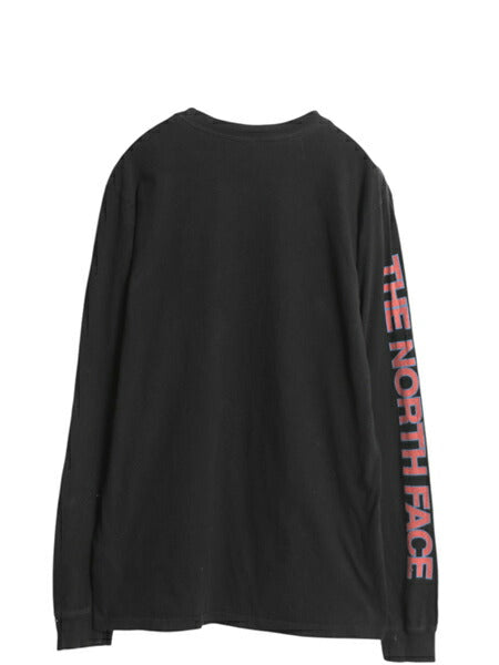 ノースフェイス プリント 長袖 Tシャツ メンズ M アウトドア ロンT ロングスリーブ カットソー 袖プリント ワンポイント シンプル ブラック