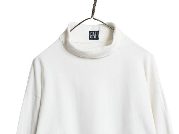 90s USA製 オールド ギャップ タートルネック 長袖 Tシャツ メンズ XL ロンT スムース コットン 無地 シングルステッチ 大きいサイズ 厚手