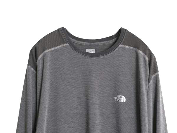 ノースフェイス ボーダー 長袖 Tシャツ メンズ L / アウトドア ロンT ロングスリーブ カットソー インナー ストレッチ ワンポイント 黒 灰