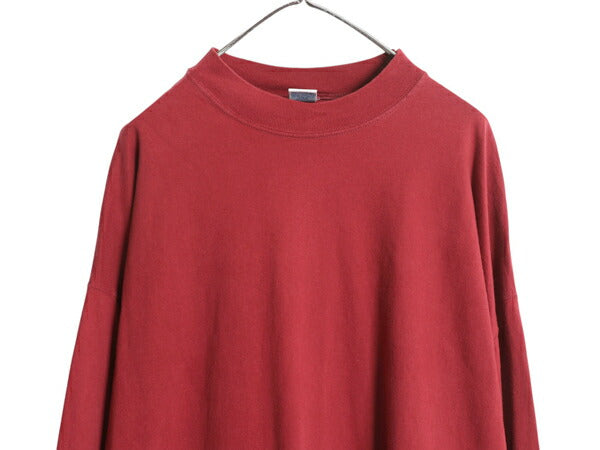 90s ラッセル モックネック 長袖 Tシャツ メンズ XXL オールド 無地 ロンT ヘビーウェイト カットソー 大きいサイズ ワンポイント シンプル