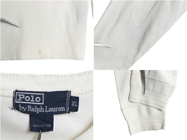 90s ポロ ラルフローレン ヘンリーネック 長袖 Tシャツ メンズ XL 古着 オールド ロンT リブ編み カットソー インナー 短丈 大きいサイズ