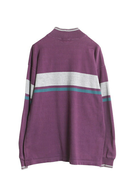 80s USA製 エルエルビーン モックネック ボーダー 長袖 Tシャツ メンズ レディース M / ヴィンテージ ロンT ラガーシャツ ヘビーウェイト