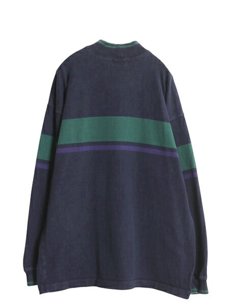 80s USA製 エルエルビーン モックネック ボーダー 長袖 Tシャツ メンズ XL 古着 ヴィンテージ アウトドア ロンT ラガーシャツ 大きいサイズ