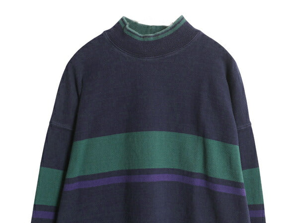 80s USA製 エルエルビーン モックネック ボーダー 長袖 Tシャツ メンズ XL 古着 ヴィンテージ アウトドア ロンT ラガーシャツ 大きいサイズ