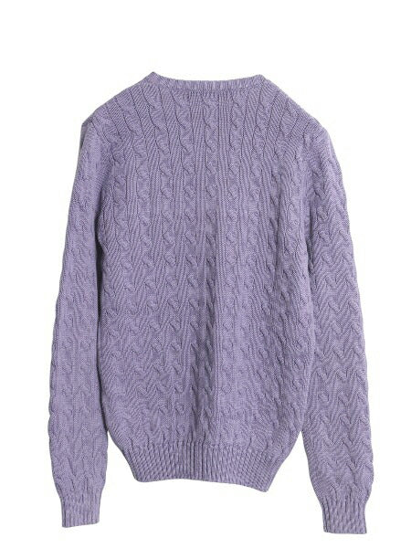 ラルフローレン コットン ケーブル ニット セーター レディース L / ポロ スポーツ 長袖ニット Vネック ワンポイント シンプル きれいめ 紫