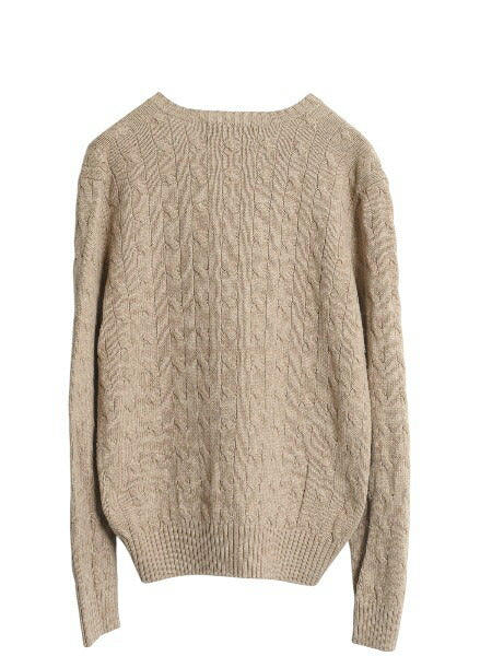 00s ポロ ラルフローレン ケーブル ニット セーター メンズ S 古着 オールド 高級 100% シルク 長袖ニット Vネック ワンポイント きれいめ