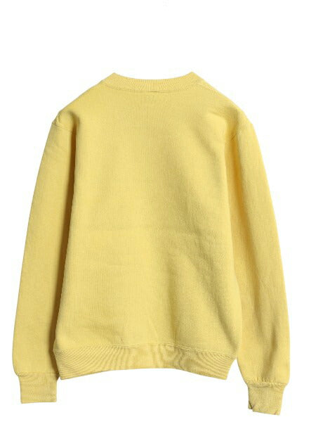 80s USA製 ラッセル プリント スウェット メンズ レディース S 古着 ヴィンテージ トレーナー 前V 裏起毛 ワンポイント 企業 ロゴ イエロー