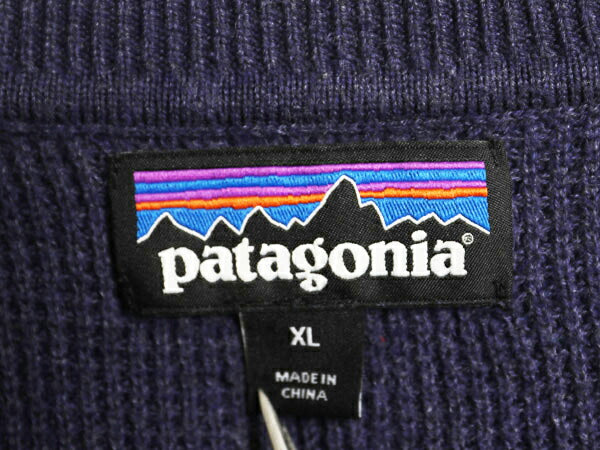パタゴニア ユークラッグ ニット セーター メンズ XL 古着 18年製 アウトドア 無地 ワッフル リブ編み 大きいサイズ ワンポイント ネイビー