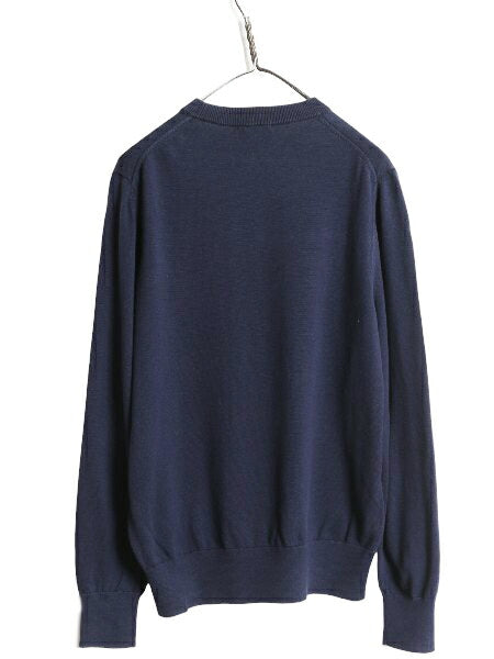 ブルックスブラザーズ コットン ニット セーター メンズ M / 古着 長袖ニット ハイゲージ クルーネック トップス 薄手 シンプル ネイビー