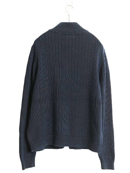 ブルックスブラザーズ スーピマ コットン ニット セーター メンズ M / ハイネック フルジップ ジャケット リブ編み ドライバーズ 無地 紺