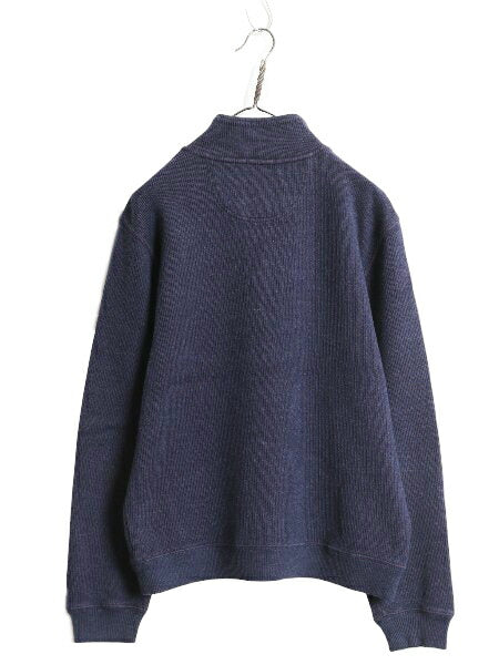 ブルックスブラザーズ ハーフジップ コットン ニット セーター メンズ L ハイネック リブ編み 長袖ニット シンプル ワンポイント ネイビー