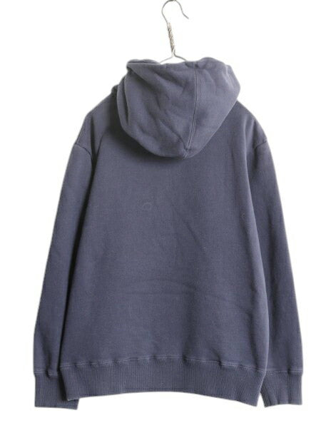 ノースフェイス ロゴ 刺繍 スウェット フード パーカー メンズ L The North Face アウトドア プルオーバー 裏起毛 トレーナー フェルト 紺