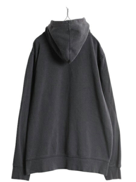 ノースフェイス プリント スウェット フード パーカー メンズ L 古着 The North Face プルオーバー 裏起毛 トレーナー アウトドア 薄手 黒