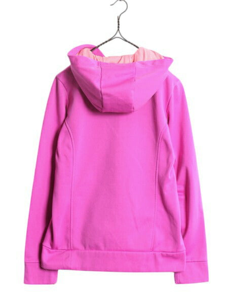 ノースフェイス プリント スウェット フード パーカー レディース M 古着 The North Face ジャージ 素材 ストレッチ プルオーバー ツートン
