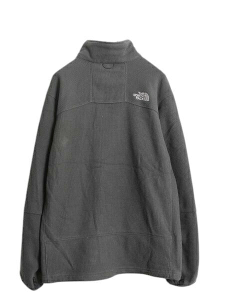 ノースフェイス ワッフル フリース ジャケット メンズ L 古着 The North Face アウトドア ブルゾン フルジップ ハイネック ワンポイント 灰