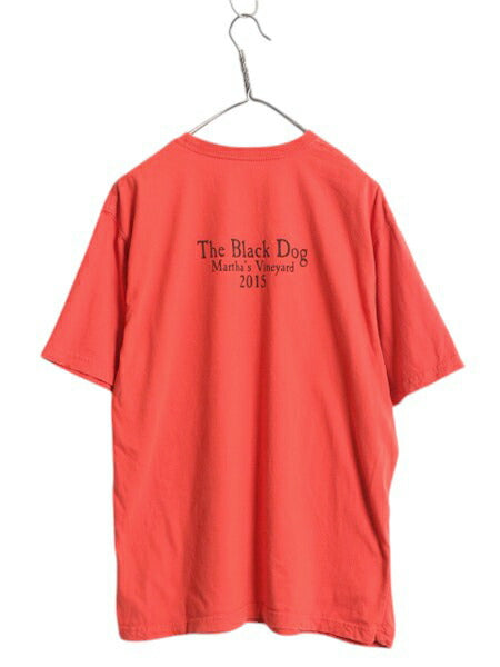 The Black Dog ドッグ イラスト プリント 半袖 Tシャツ メンズ レディース M / アニマル アート グラフィック コットン カットソー レッド